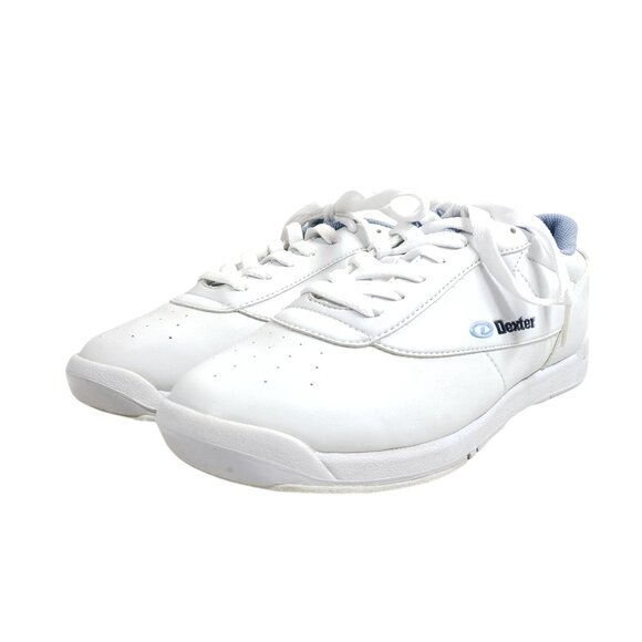Dexter Womens Size 7.5 White Bowling Shoes With Slide-Rite Soles & Blue Accents - Picture 2 of 8